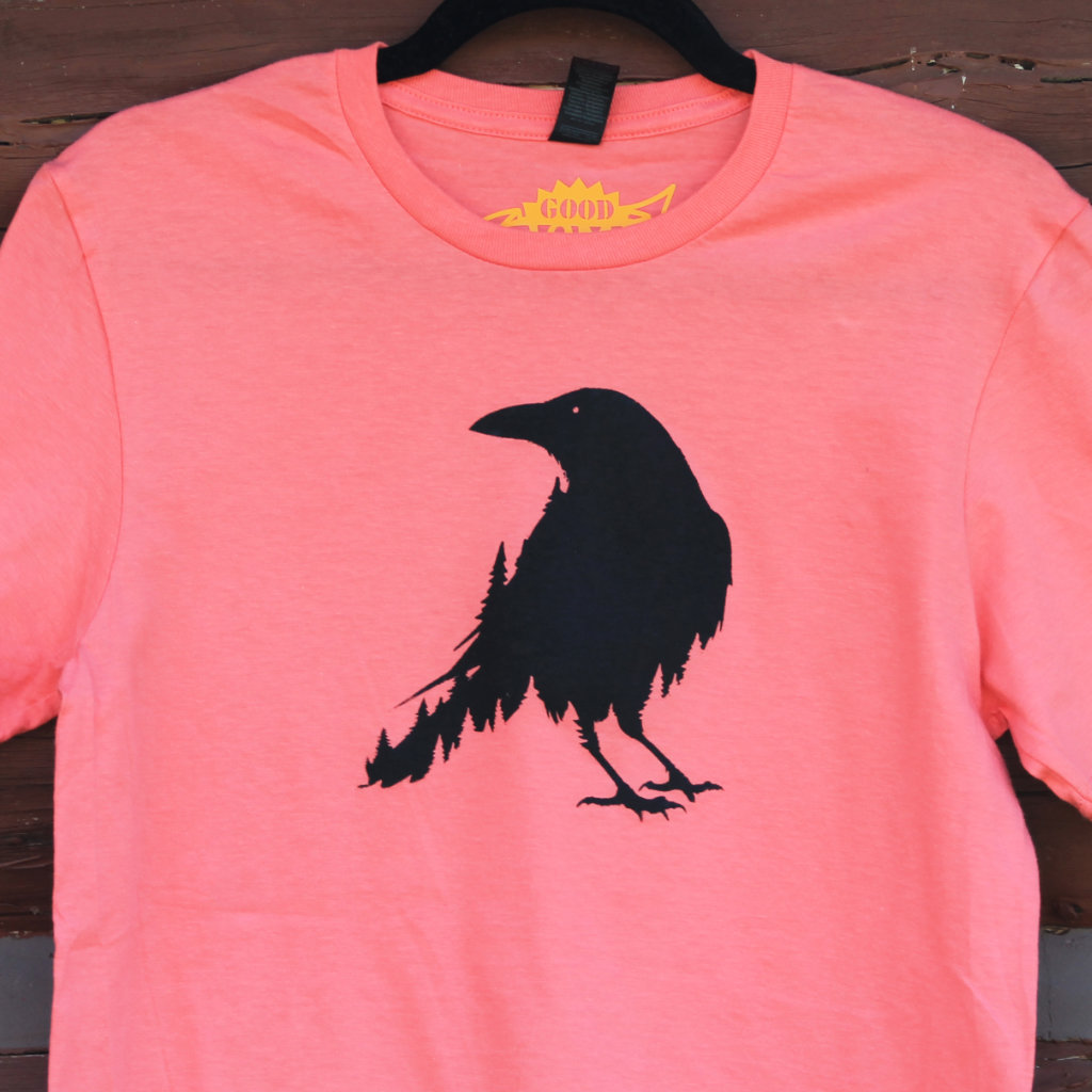 Raven shirt on salmon cotton